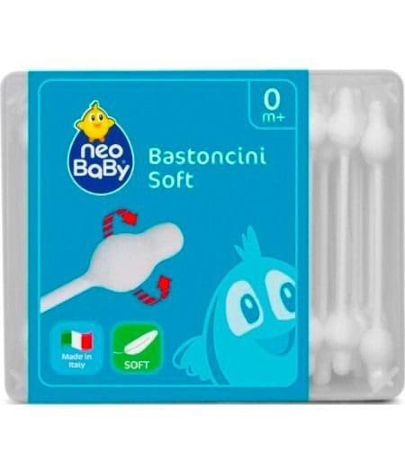 Bastoncini cotonati cotton fioc biodegradibili baby con protezione timpano